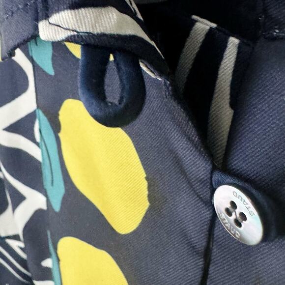 STAUD Parke Top Navy Citrus Lemon Print Shirt XS Bold Graphic Print Dopamine NWT - Picture 8 of 14